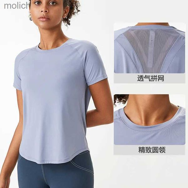 T-shirt féminin Mesh respirant à manches courtes à manches à manches sportives t-shirts