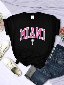 Dames T-shirt Miami Beach Florida USA Street Gedrukte T-shirt Dames zomer Ademende korte mouw zachte comfortabel t-shirt losse casual t-shirtl2405