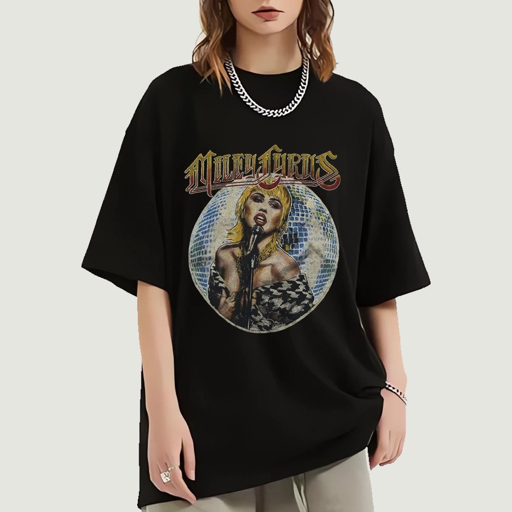 Frauen T Shirt Miley Cyrus Sänger Mitternacht Sky Musik Album T Shirt Streetwear Männer Übergroßen 100 Baumwolle Kurzarm t-shirts 230512