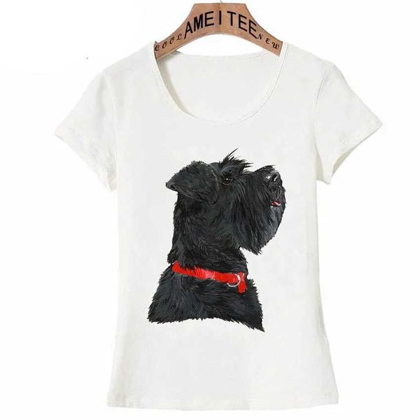 T-shirt pour femmes miniatures noirs schnauzer thead t-shirt t-shirt décontracté t-shirt de mode de mode de chien girl