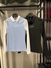 T-shirt Femme Nouveaux vêtements de golf T-shirt à manches longues en soie glacée pour femmes Polo respirant à séchage rapide en plein air Costume de balle de protection solaire décontracté J240309