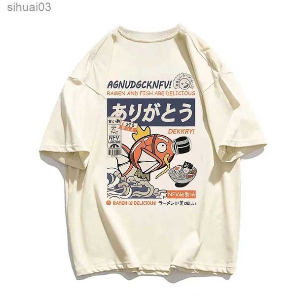 Camiseta para mujeres Nuevas camisetas japonesas para hombres y mujeres Camiseta de algodón puro impresión de dibujos animados de algodón