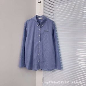 T-shirt pour femmes Niche marque à la mode Fine Grille Blue Plaid Shirt Cuffs Chandle