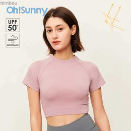 OhSunny Dames Sporttops Anti-UV UPF50+ Zonbescherming Meisjes Zomer Slank Sexy T-shirt met korte mouwen Tee Design Top Yoga TankC24319