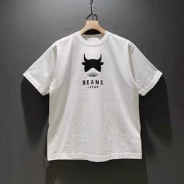 Camiseta para mujer Camisetas con estampado de cabeza de buey Camisetas japonesas Popular Street Fashion Tops Camisetas Algodón puro Transpirable BEAMS JAPÓN Ropa J240309