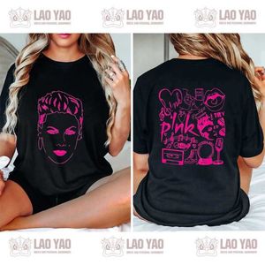 T-shirt pour femmes P!NK Womens Shirt Mens T-shirt à manches courtes T-shirt Pink Singer Top Top Harajuku Gothic Clothing Y2K Clothingl2404