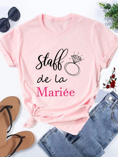 T-shirt femme rose Bachelorette chemises équipe mariée demoiselle d'honneur correspondant T-shirt hauts de soirée nuptiale EVJF T-shirt pour mariée équipe cadeaux de douche nuptiale 230802