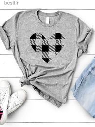 T-shirt Femme Plaid Love Tendance Mignon Tee Noël Vacances Top Imprimer Femmes Mode Dame Nouvel An Chemise Vêtements Vêtements Graphique T-shirt 240311