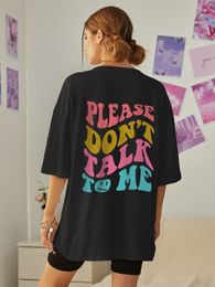 Dames T-shirt Pleeg niet over TOME Gekleurde letter Slogans T-shirt Women O-Neck Oversize Kort Mouw Katoen Merk Schouder Drop T-shirt Kleding 230512