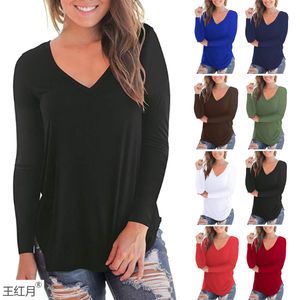 T-shirt femme Plus la taille S-5XL été femmes à manches longues femmes haut col en v à manches longues femmes T-shirt femme surdimensionné T-shirt femmes Sexy hauts 230920