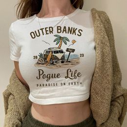 Dames T -shirt Pogue Life JJ Maybank Outer Banks T -shirt Women Aesthetic North Carolina Harajuku T -shirt Gesneden grafische crop tops Vrouw 230419