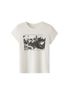 T-shirt pour femmes PUWD Femmes Motifs de personnages imprimés T-shirts en coton doux Mode d'été Dames O Cou Manches courtes Femme Tricoté Casual Top 230407