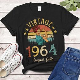 Dames T-shirt Retro 1964 Origineel T-shirt voor vrouwelijke Rossi 60e verjaardagsfeestje Geschenk Cadeau Creative Mom Wife Vriend Fun Retro T-Shirtl2405
