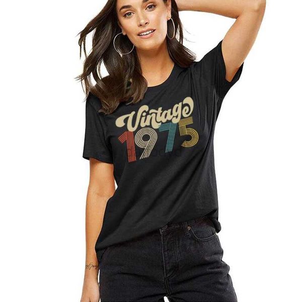 Camiseta para mujer Camiseta retro 1975 para mujer 46.º cumpleaños Camiseta Harajuku para mujer Tumblr Camiseta de manga corta para fiesta Ropa de moda Envío directo 240322