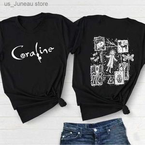 T-shirt pour femmes Retro Coraline Movie T-shirt Femme Femme Coraline Doll Dream Unisexe Tshirt Horror Movie T-shirt Strtwear Cotton Tops T T240412