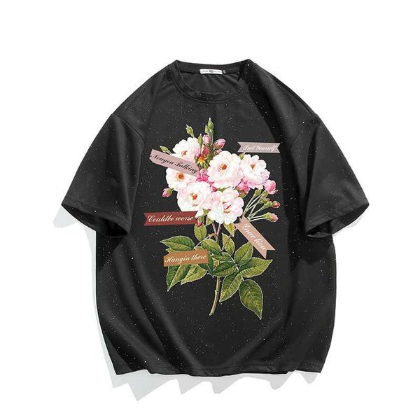 T-shirt pour femmes T-shirt de motif floral rétro T-shirt t-shirt t-shirt de style harajuku haut de gamme