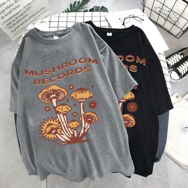 Camiseta de mujer Retro Trippy Mushroom Cute T Shirts O-cuello Casual Summer Oversized Mujer Camisetas 2022 Moda Streetwear Ropa Y2k Aesthet