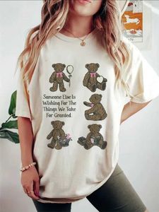 T-shirt pour femmes T-shirt Retro Version pour femmes avec un motif d'ours en peluche mignon imprimé à la mode rond à manches courtes plus taille plus d'été Nouveau-cou t-sl2405