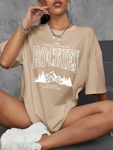 T-shirt pour femmes Rocky Mountains Top Coton T-shirt Fashion Fashion Casual Soft Soft Short T-shirt confortable Clothingl2405