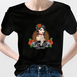 T-shirt Femme Ropa Esthétique Soft Girl Pin Up Vêtements Y2K Grunge Femme Gros Beauté Sexy Tumblr Manches Courtes Hipster MujerWomen