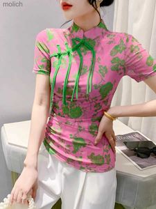 T-shirt pour femmes S-3xl T-shirt floral imprimé pour femmes toppose à double couche