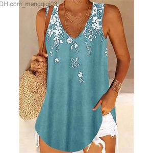 Dames T-shirt S-5XL damesmode T-shirt zomer mouwloos tanktop casual print extra groot dames T-shirt met V-hals 2023 nieuw Z230713