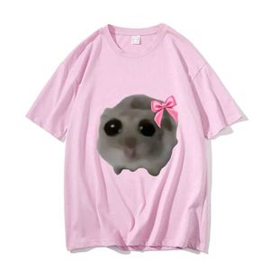 T-shirt féminin T-shirt hamster hommes 100% coton T-shirt coton pur unisexe mode manche courte t-t-shot harajuku streetwear chat tops 240423