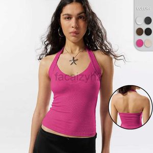 T-shirt pour femmes Sexy Tees 2024 Nouveau débardeur de mode à l'arrière et sans loisirs avec le haut de la loi élégant Printemps / été pour les femmes