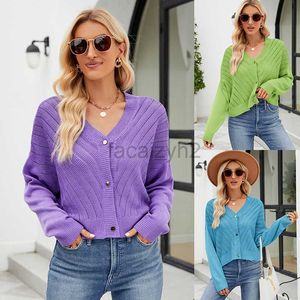 Camiseta de mujeres Sexy Tees en V-Cardigan de punto hueco con cárdigan sólido de manga suelta para cárdigan sólido de mujeres