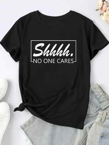 T-shirt féminin Slves Slves Pure Coton T-shirt Strwear T-shirt décontracté Femmes Plus slogan Imprimé court Slve Round Coure Légères hauts d'étirement Y240509