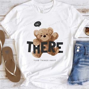 T-shirt femme simple et drôle mignon tendance T-shirt femme T-shirt été à manches courtes mignon ours imprimé vêtements mode femme motif haut.T240129