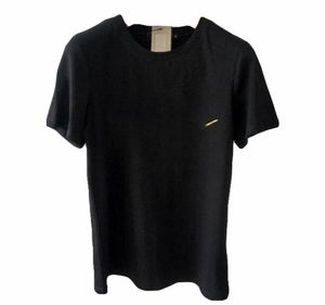 Camiseta para mujer Patrón de primavera y verano Camisetas Cuello redondo Casual Sólido Tendencia de letras inclinadas Terry Algodón Moda suelta Jersey Triángulo Suéter Amantes Manga larga