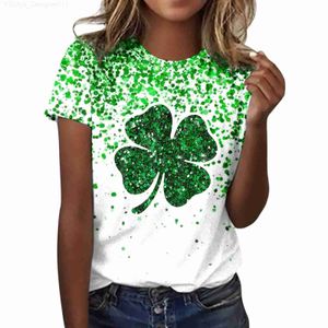 T-shirt femme St.Pat Day T-shirt femme Irlande Trifolium Graphic T-shirts Green Clover Print Festival Fête de Saint Patrick Tees Top L24312