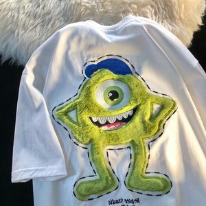 Camiseta de mujer Street Fun One eyed Monster Embryo Camiseta de manga corta con cuello en O Mujer Summer Loose Couple Super Large Y2K Top T-shirt Mujer 230720