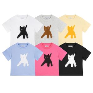 Dames T-shirt zomer kattenprint korte mouwen tops mode losse T-shirts met ronde hals