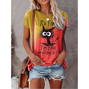 Dames T-shirt zomer nieuwe dames mode t-shirt ronde nek plus size shirt tops 3d geprinte casual t shirt reguliere straatdemmers dragen d240507