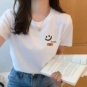 Dames T-shirt Zomer Wit T-shirt vrouwelijke korte mouwen student Ulzzang veelzijdige losse halve mouw t-shirt Harajuku BF Top Trend 240423