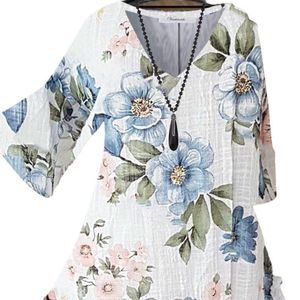 Dames T-shirt Zomer Dames T-shirt V-hals Bloemenprint Tuniek Grote maat Tops Dames Casual Losse blouse Zoet Y2K Korte mouwen Kleding 5XL T220926