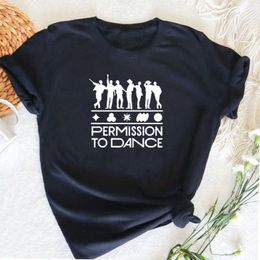 T-shirt Femme Été Femmes T-shirt Bangtan Boys Kpop Permission de danser Graphiques Imprimer Tshirt Mode Coréenne Streetwear Coton Tops Y2302