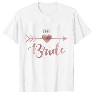 Camiseta de camiseta femenina Camiseta Bridal Bachelorette Party Tshirt Love Heart Team Bride Squad Shower Top Fiest Fiest Fiest Th Ock Shirt Y240509