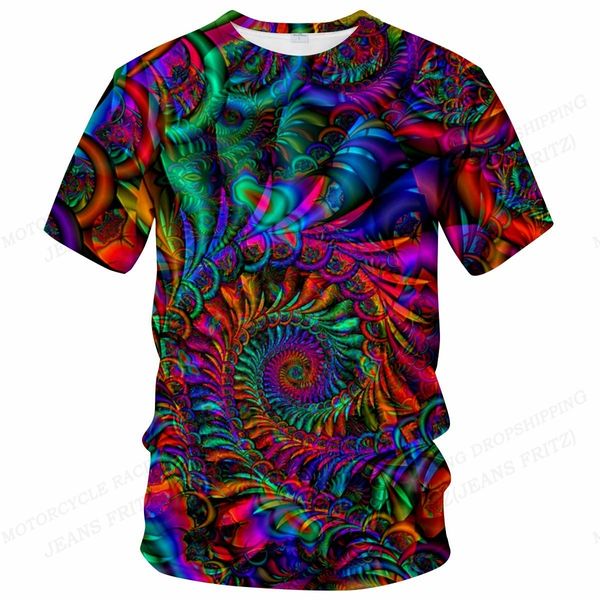 T-shirt femme T-shirt Trippy psychédélique 3d impression t-shirt hommes femmes mode à manches courtes hauts t-shirts chat t-shirt vêtements 230419