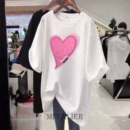 Dames t-shirt tamanho grande 6xl 150 kg vero corao mulher camiseta de manga Curta solta tshirt casual solto grico impresso t camisa j230506