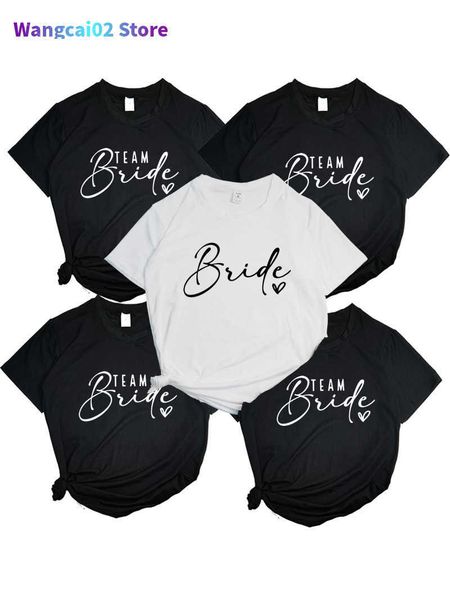 T-shirt femme équipe mariée coeur Evjf fête de poule femmes Gropu T-shirt fille mariage femme hauts Tee Camisetas Mujer femme noir rose blanc vêtements 022223H