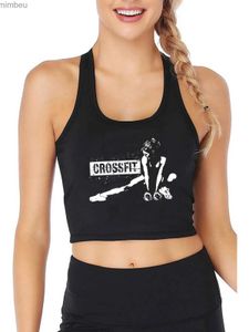 T-shirt Femme The Crossfit Graphics Sexy Slim Fit Crop Top Femmes Sports Fitness Entraînement Coton Débardeurs Gym Camisole L240201