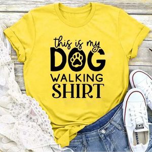 T-shirt féminin C'est mon chien Walking Shirt Imprimé Femmes T-shirt Short Slve O Couch Tops Fashion Summer Top Casual Tshirts Cartoon Graphic T Y240509