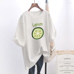 T-shirt Femme Tops Femmes 2022 Mujer Camisetas Avocado Green Cartoon Col rond Casual Chemises d'été en vrac Ropa Para Mujeres de Moda