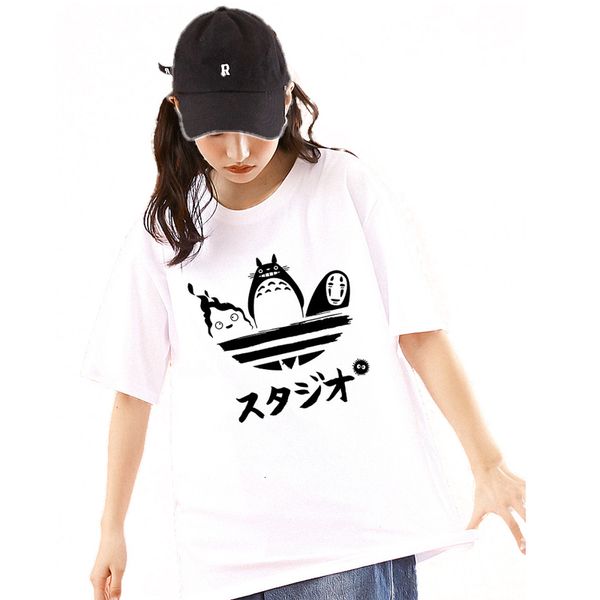 Camiseta de mujer Totoro Studio Ghibli Harajuku Kawaii Camiseta Mujer Miyazaki Hayao Camiseta Divertida camiseta de dibujos animados Cute Anime Unisex Oversized Tops 230615