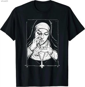 Dames T-shirt Vintage Devil Unholy Nun Graphic Print T-shirt Harajuku Fashion Casual Men korte mouw plus size t-shirt damesl2403