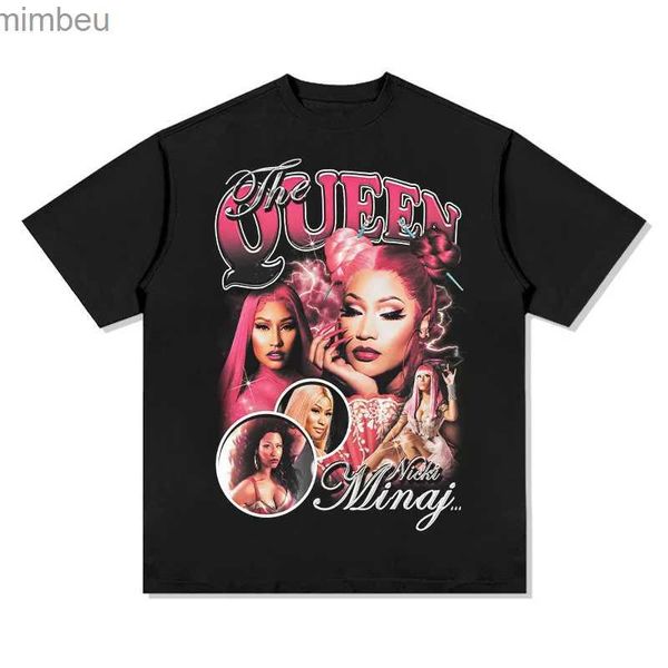 T-shirt Femme Vintage T-shirt Mode masculine 90s surdimensionné Hip Hop Streetwear Rappeurs Nicki Minaj Imprimer T-shirt graphique Regular Hommes Femmes Tshirt L240201