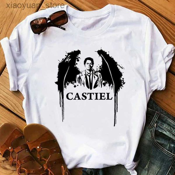 T-shirt Femme vintage T-shirt Femme Carry On My Wayward Son Angel Wings Car Print Femme T-shirt surnaturel Haut d'été T-shirt graphique 240130